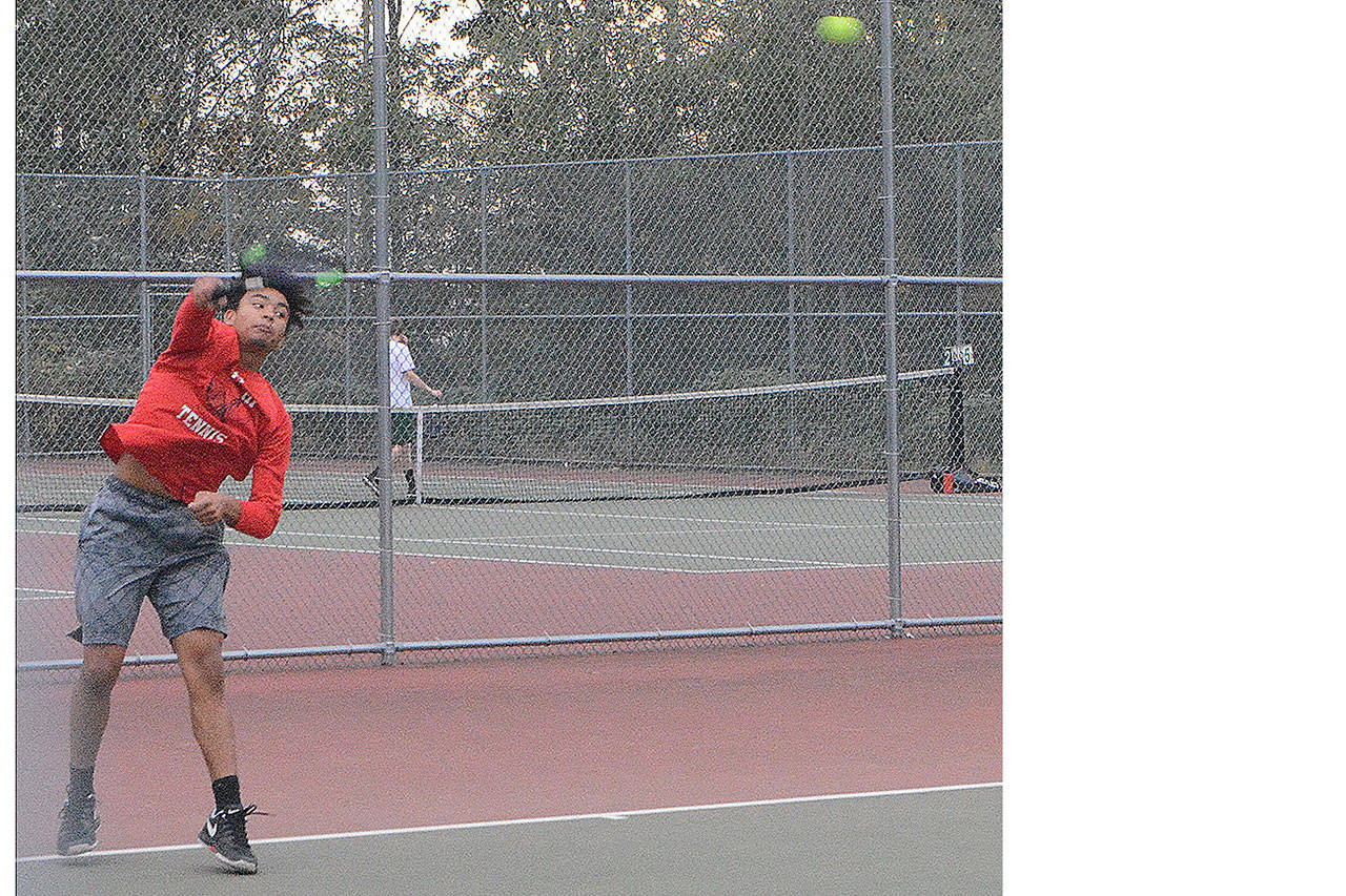 Steve Powell/Staff Photos                                 After losing 5-7, M-P’s Carson Asper won 6-0, 6-0.