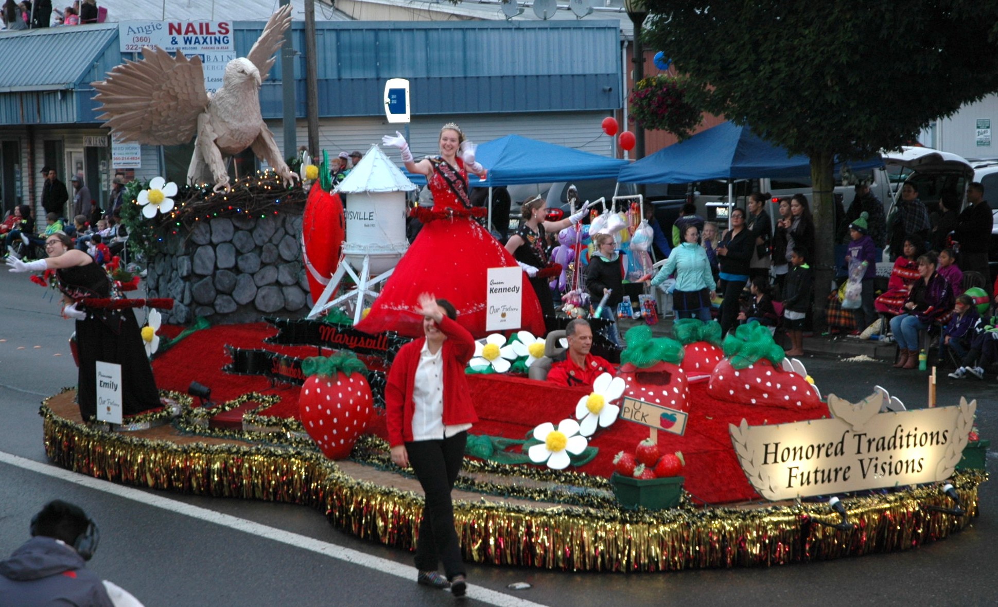 Kirk Boxleitner/Staff PhotoThe Marysville Strawberry Festival Royalty celebrate “Honored Traditions