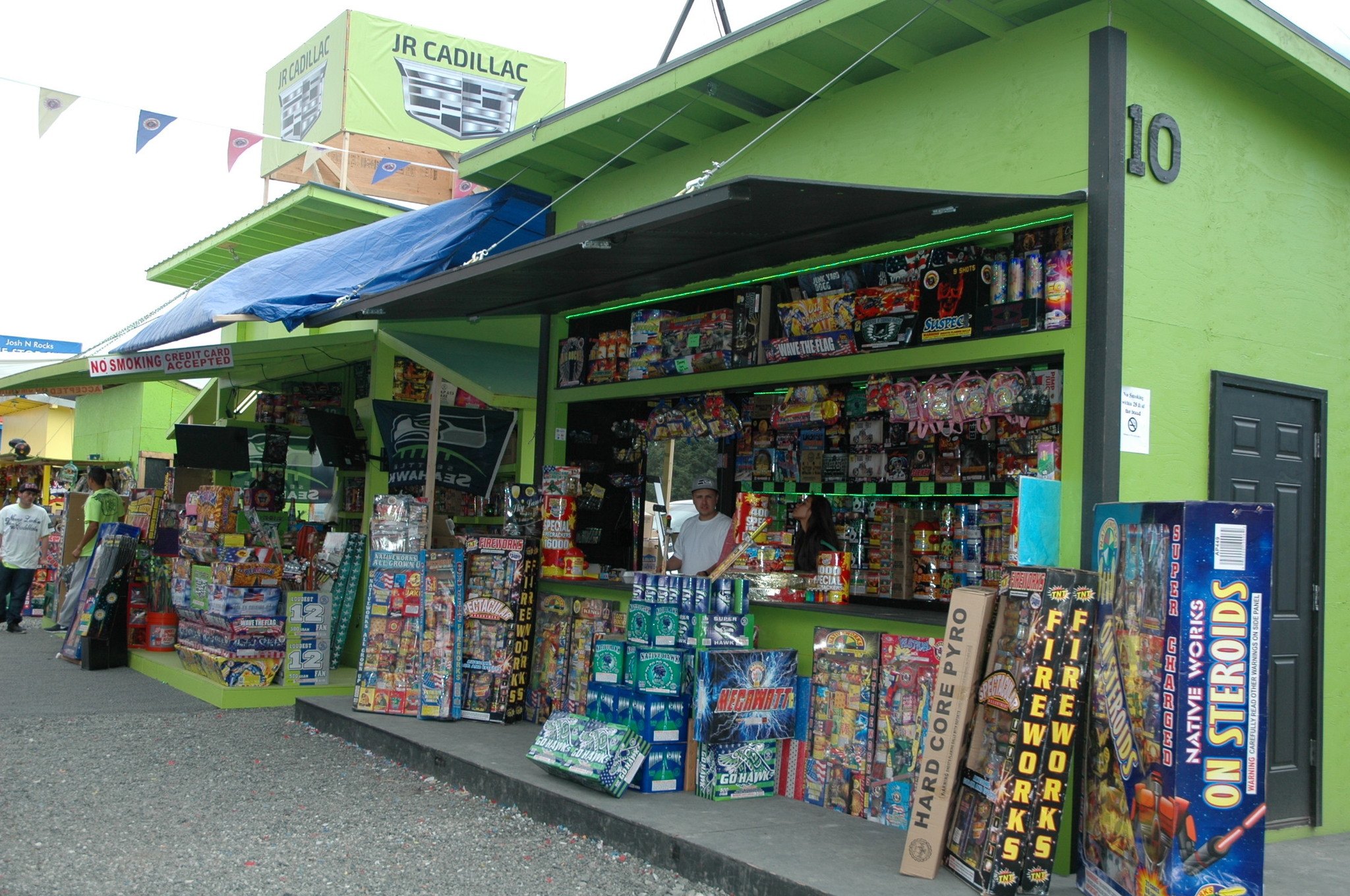 Kirk Boxleitner/Staff PhotoThe fireworks stands of “Boom City” on the Tulalip Reservation offer a broad selection