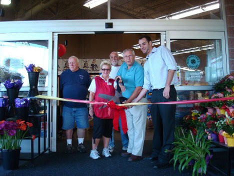 Pictured from left are frequent store coffee guest Pete Rumble