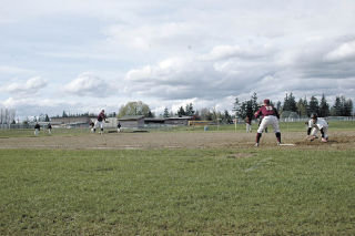 Granite Falls won’t be calling the Lakewood defense generous any time soon. Pitcher Derek Grafenauer throws to first baseman Jon Brown